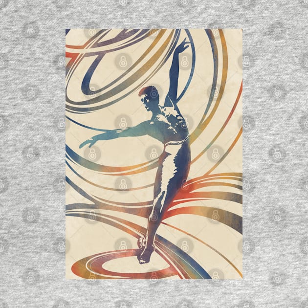 Rainbow Dancer Male Ballet Linoprint by NattyDesigns